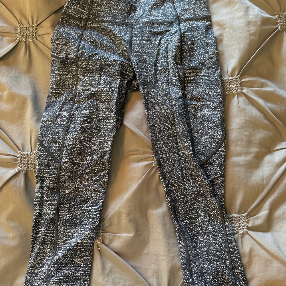 Lululemon Athletica Black and Gray Fast & Free Crop Leggings